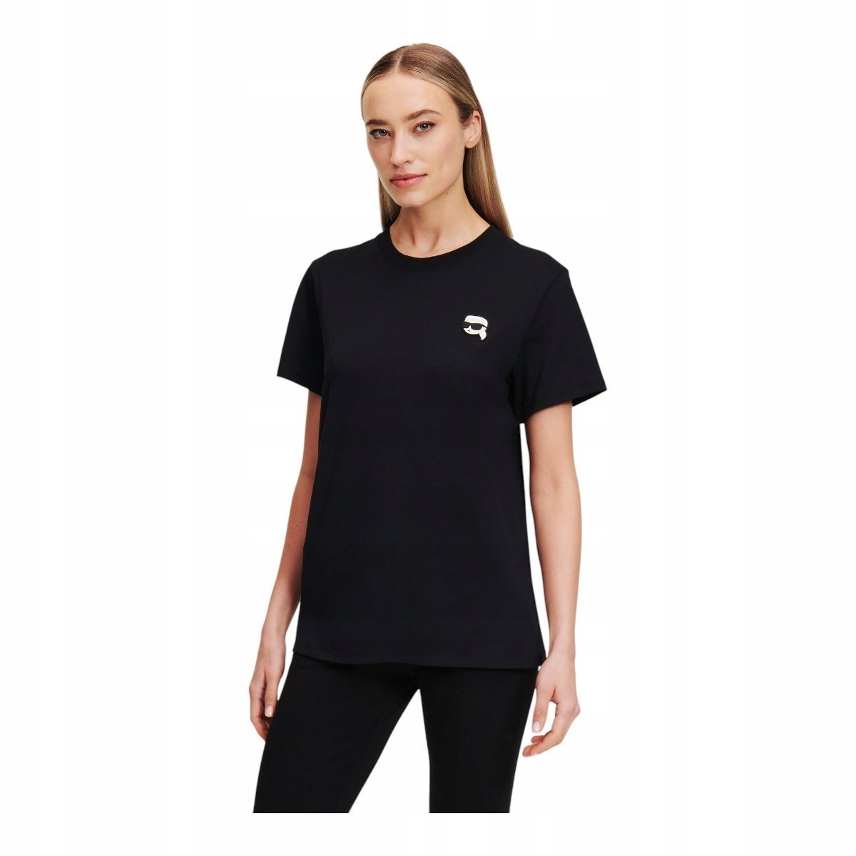 KARL LAGERFELD KOSZULKA DAMSKA T-SHIRT IKON PATCH T-SHIRT CZARNA r.M