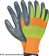 Rękawice robocze - R.E.I.S. STRADA - rękawice ochronne powlekane nitrylem w kolorze żółto - pomarańczowym 8 - miniaturka - grafika 1