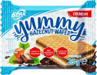Proteinowy Wafelek 6Pak Yummy Hazelnut Wafer 25G - Batony proteinowe - miniaturka - grafika 1