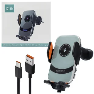 ECOBOX UCHWYT SAMOCHODOWY AUTOMATYCZNY + ŁADOWARKA BEZPRZEWODOWA QI 15W - Ładowarki do telefonów - miniaturka - grafika 1