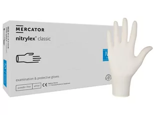 Mercator Medical, Rękawice Nitrylowe Nitrylex Classic White, M, 100 S. - Rękawiczki jednorazowe - miniaturka - grafika 1