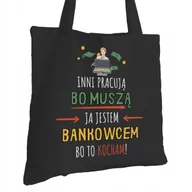 Torby i wózki na zakupy - Torba Bawełniana dla Bankowca Czarna Na Prezent ekologiczna Trwały Nadruk - miniaturka - grafika 1