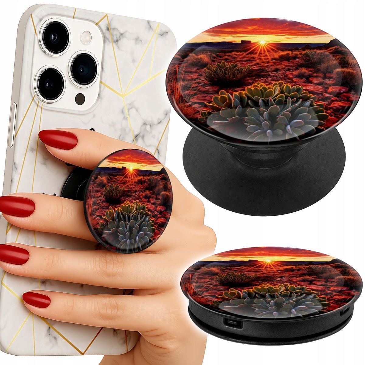 Uchwyt do telefonu Popsocket na palce/stojak MEKSYKAŃSKA PUSTYNIA WIDOKI