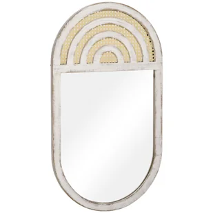 HOMCOM Lustro ścienne, lustro do salonu, lustro do przedpokoju 50 x 90 cm o wyglądzie szczura, drewniana rama do sypialni białe - Lustra - miniaturka - grafika 1