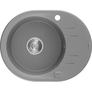 Mexen Kevin zlewozmywak granitowy 1-komorowy z ociekaczem 586 x 458 mm, szary, syfon chrom - Zlewozmywaki - miniaturka - grafika 1