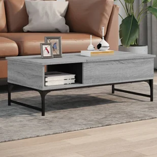 Stolik kawowy szary Sonoma 100x50x35 cm materiał drewnopochodny i metal - Ławy i stoliki kawowe - miniaturka - grafika 1