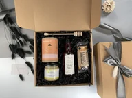 Zestawy upominkowe - Pora na przerwę - BOX prezentowy z herbatą, miodem, syropem z róży i zdrowym batonem /Gift Up/ - miniaturka - grafika 1