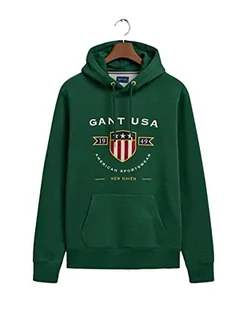 GANT Męska bluza z kapturem D1. Banner Shield Hoodie bluza z kapturem, zielony Forest Green, standard - Bluzy męskie - miniaturka - grafika 1