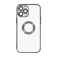 Etui i futerały do telefonów - IPhone 12 Pro Silikonowe etui z ochroną aparatu, czarne, chromowane kontury - miniaturka - grafika 1
