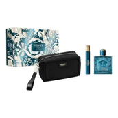 Zestawy perfum męskich - Versace Eros Pour Homme Zestaw: woda toaletowa + woda toaletowa travel size + kosmetyczka - miniaturka - grafika 1