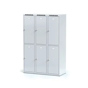 Alfa 3 Metalowa szafka ubraniowa 6-drzwiowa, drzwi szare, zamek cylindryczny 1261764 - Szafki BHP - miniaturka - grafika 1