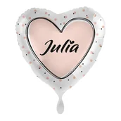 Balony i akcesoria - Balon imienny foliowy Julia serce pakowany 43 cm - miniaturka - grafika 1