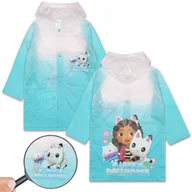 Płaszcze damskie - Koci Domek Gabi Niebiesko-biały, dziewczęcy płaszcz przeciwdeszczowy z kapturem, pelerynka dla dziewczynki 8-9 lat 128-134 cm - miniaturka - grafika 1