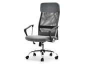 Fotele i krzesła biurowe - Nowoczesny Fotel Biurowy Kobe Z Szarej Tkaniny I Czarnej Siatki Mesh - miniaturka - grafika 1