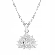 Łańcuszki - Łańcuszek srebrny naszyjnik 925 Kwiat Lotosu - miniaturka - grafika 1