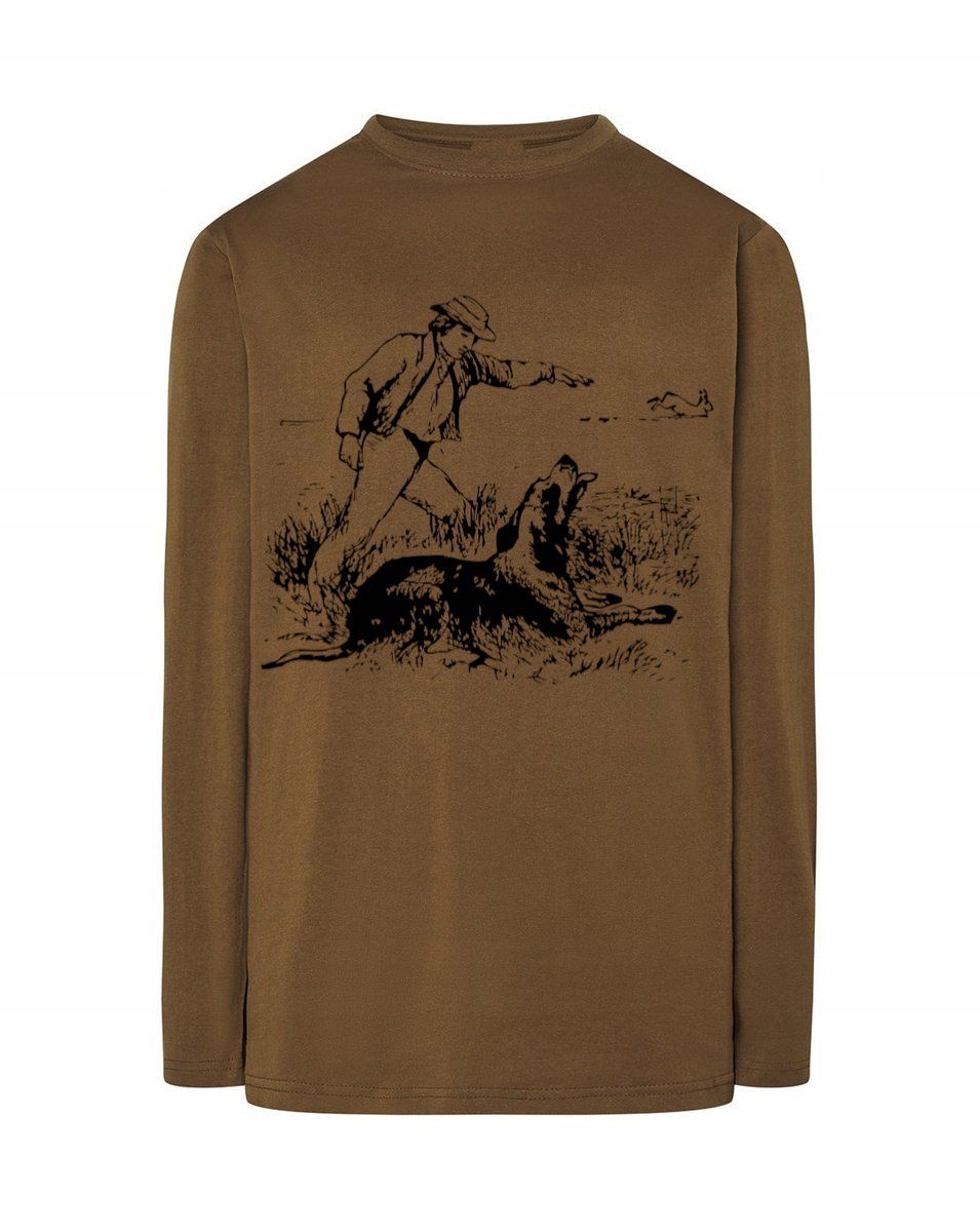 Longsleeve męski nadruk PIES POLOWANIE r.M