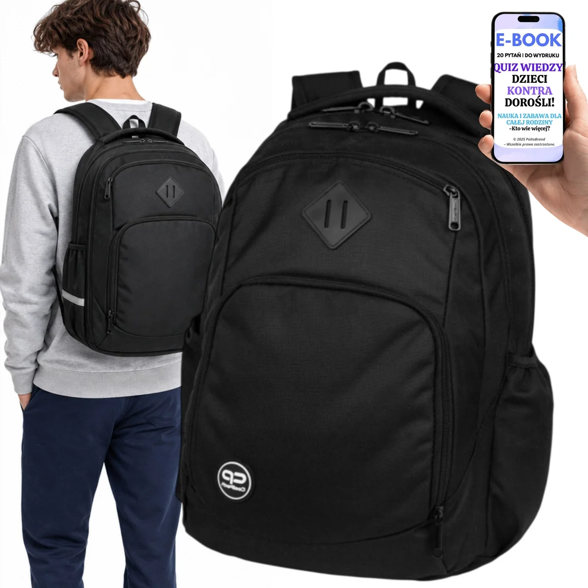 PLECAK COOLPACK BREAK BLACK dla MŁODZIEŻY do SZKOŁY Czarny 30L A4 + E-BOOK-2