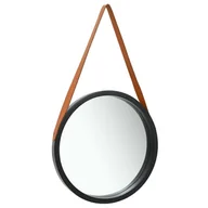 Lustra - vidaXL Lustro ścienne na pasku, 50 cm, czarne - miniaturka - grafika 1