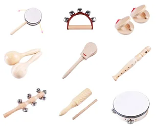 Drewniane Instrumenty Perkusyjne Zestaw Dla Dzieci 9 Instrumentów Prezent - Instrumenty muzyczne dla dzieci - miniaturka - grafika 1