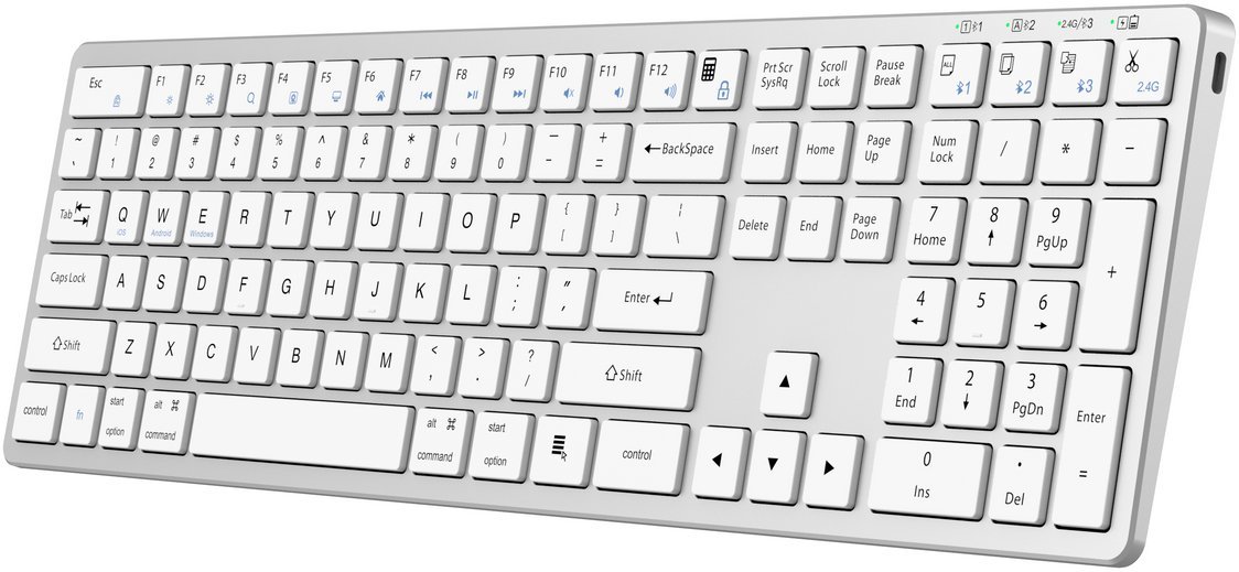 Triadyn Klawiatura Bezprzewodowa PROTEUS Bluetooth 2.4GHz 4-Urządzenia Biurowa Slim Akumulator Srebrna