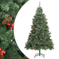 Choinki - vidaXL sztuczne choinka na zawiasach, z szyszkami i jagodami, 240 cm - miniaturka - grafika 1