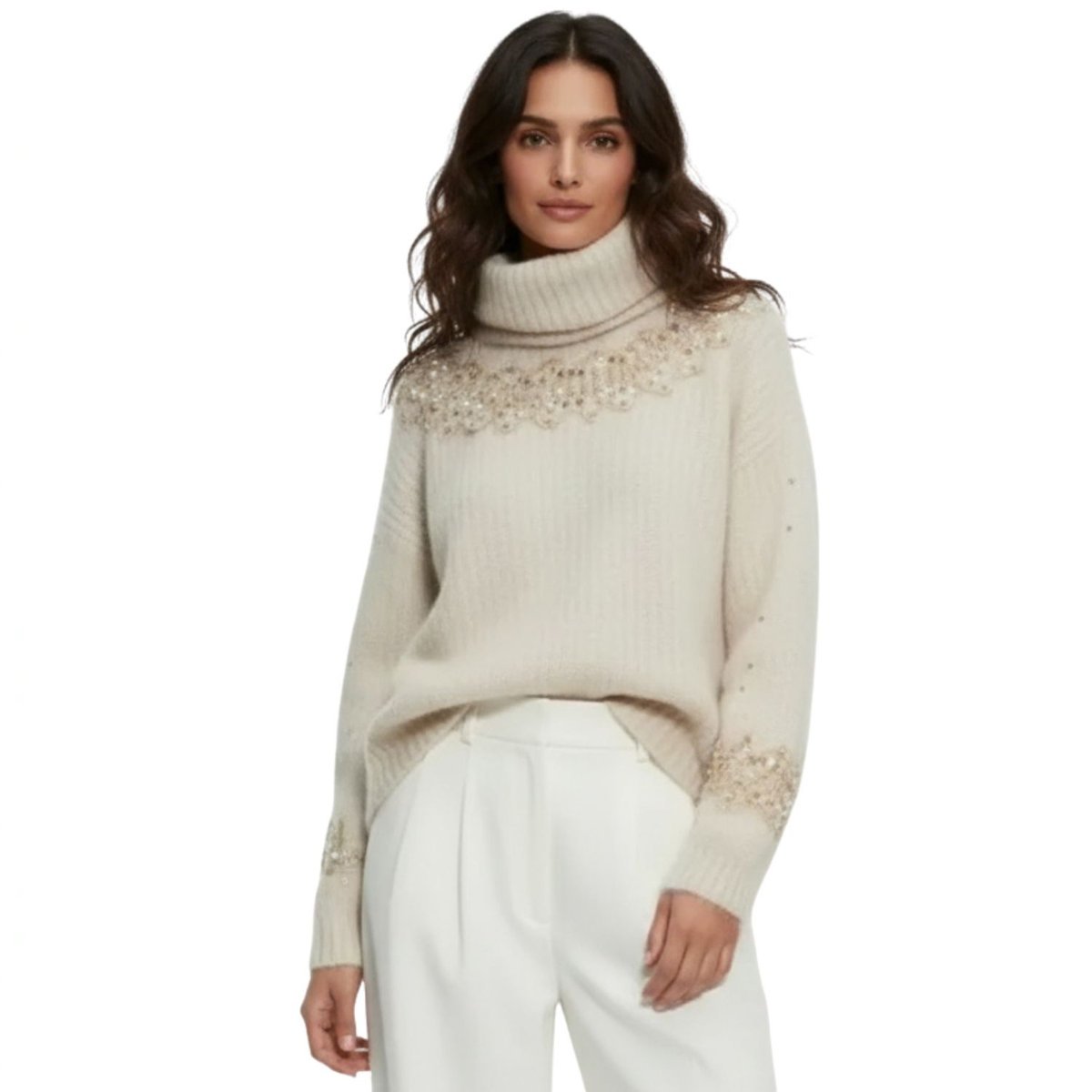 Sweter damski Zara wełniany z cekinami -S