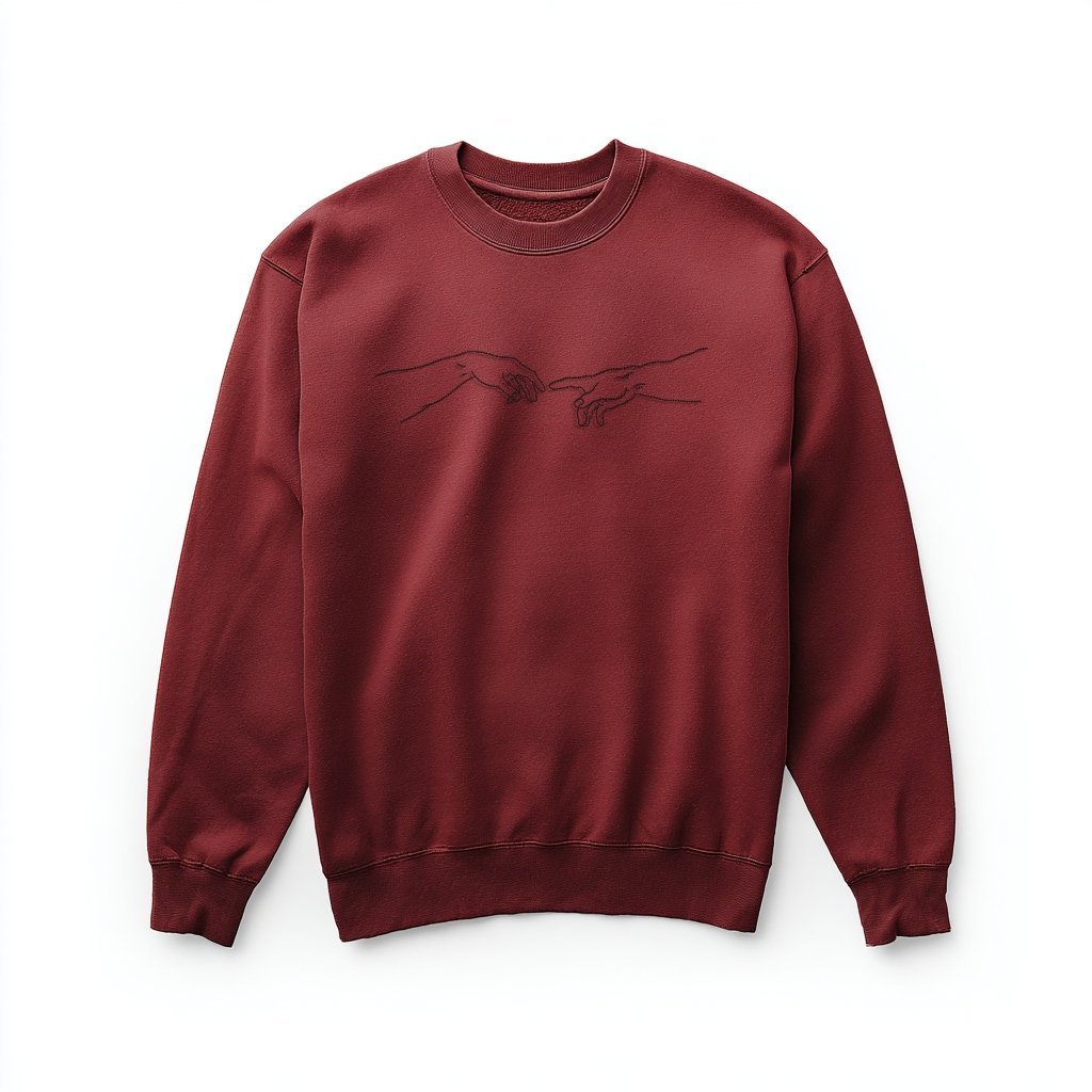 Bordowy Sweter Artystyczny z Haftem - Idealny na Prezent L