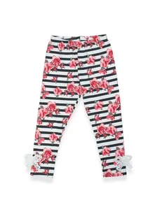 Dziewczęce legginsy kwiaty białe Nicol,r.104 - Legginsy - miniaturka - grafika 1