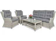 Meble ogrodowe - Zestaw mebli ogrodowych FOCUS GARDEN Trivento III White Grey, jasnoszary, 4-elementowy - miniaturka - grafika 1