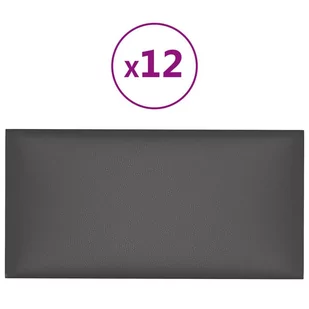 Lumarko Panele ścienne, 12 szt., szare, 60x30 cm, sztuczna skóra - Panele ścienne i boazeria - miniaturka - grafika 3