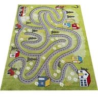 Dywany dla dzieci - Zielony dywan z uliczkami do pokoju dziecka L2-C54 - miniaturka - grafika 1