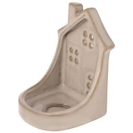 Ozdoby bożonarodzeniowe - Świecznik z ceramiki na tealight domek 8,5 x 6 x 5,5 cm beżowy do postawienia - miniaturka - grafika 1
