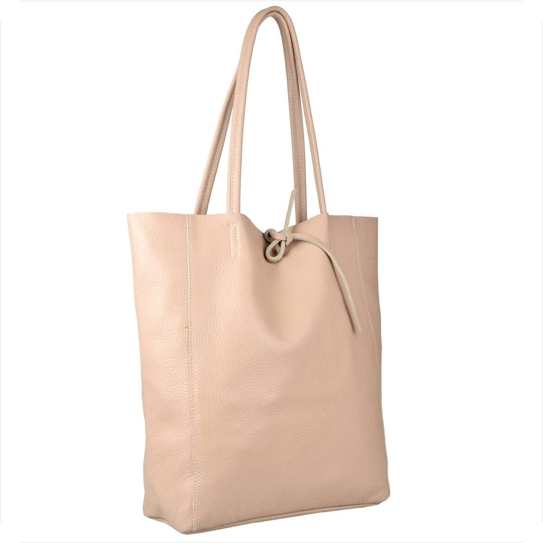 Torebka skórzana super lekka shopper róż pudrowy