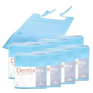 Śliniak dentystyczny z kieszonką 39cm x 48cm niebieski podfoliowany 54g DentixPro 400szt - Sprzęt i akcesoria stomatologiczne - miniaturka - grafika 1
