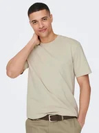 Koszulki męskie - Only & Sons T-Shirt 22025208 Beżowy Regular Fit - miniaturka - grafika 1