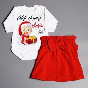 Moje pierwsze Święta (imię) - komplet świąteczny dla dziewczynki - Body dla niemowląt - miniaturka - grafika 1