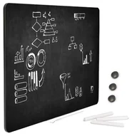Tablice i flipcharty - Czarna bezramowa tablica suchościeralna magnetyczna czarne obrzeże 100x70 cm w zestawie z półką, kredą oraz 3 magnesami! - miniaturka - grafika 1