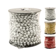 Ozdoby bożonarodzeniowe - Girlanda koralikowa 7,5 mm x 8 m czerwony / złoty / srebrny - miniaturka - grafika 1