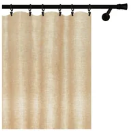 Zasłony - Voppi Zasłona dekoracyjna na taśmie marszczącej 140 x 250 cm beżowa zasłona ze wzorem lnianym zasłona do pokoju sypialni - miniaturka - grafika 1