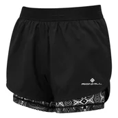 Spodnie sportowe damskie - RONHILL Spodenki biegowe damskie LIFE TWIN SHORT black mono /magic eye - miniaturka - grafika 1