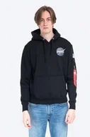 Bluzy męskie - Alpha Industries bluza Space Shuttle Hoody męska kolor czarny z kapturem z nadrukiem 178317.03 - miniaturka - grafika 1