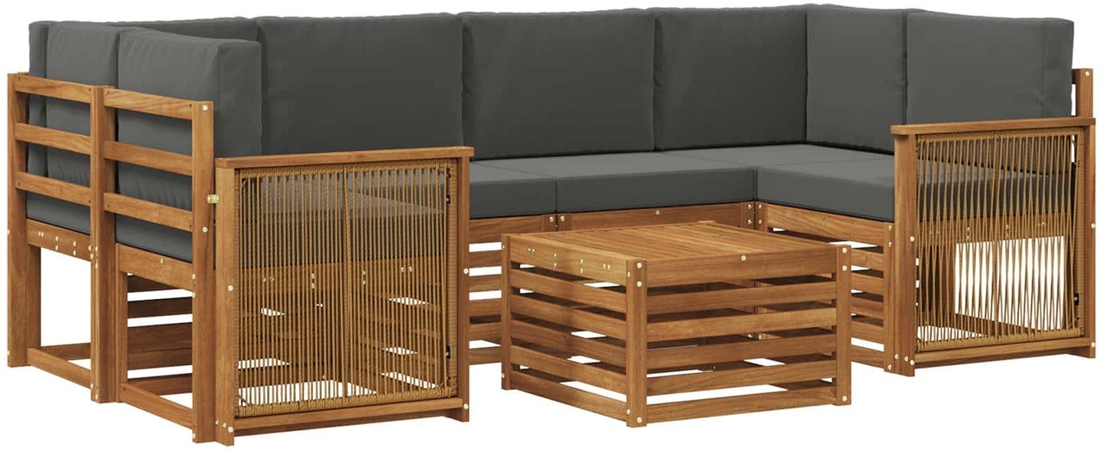 vidaXL Zestaw sof na zewnątrz z poduszką 7 pcs Naturalny i Antracytowy