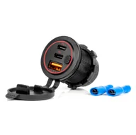 Ładowarki samochodowe - Ładowarka samochodowa z gniazdami usb wodoodporna z włącznikiem usb + 2x usb-c qc3.0 12v 24v amio-04227 - miniaturka - grafika 1