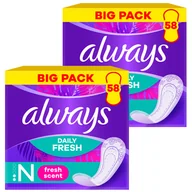 Wkładki higieniczne - Zestaw Always Dailies Fresh Protect, wkładki higieniczne, Normal, 2 x 58 sztuk - miniaturka - grafika 1