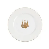 Talerze - Talerz deserowy reliefowany złote choinki 20 cm - miniaturka - grafika 1