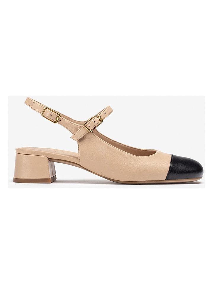 Unisa Skórzane czółenka w kolorze beżowo-czarnym