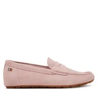 Mokasyny damskie - Mokasyny Tommy Hilfiger Flag Soft Suede Driver Loafer FW0FW08558 Różowy - miniaturka - grafika 1