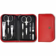 Pozostałe urządzenia kosmetyczne - Kellermann 52136 damski zestaw do manicure z prawdziwej skóry, czerwony - miniaturka - grafika 1