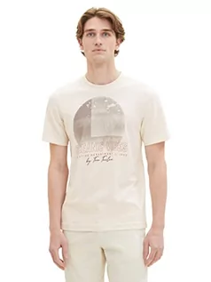 Koszulki męskie - T-shirt męski TOM TAILOR z nadrukiem fotograficznym wykonany z bawełny, 18592-vintage beż, M - grafika 1