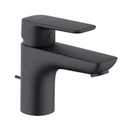 Baterie umywalkowe - KLUDI 403883975 PURE&STYLE jednouchwytowa bateria umywalkowa 75 mm, z zestawem odpływowym; EcoPlus; czarny mat - miniaturka - grafika 1